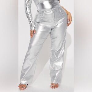 Shiny Silver Metallic Pants